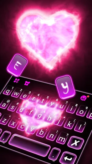 Pink Neon Heart 2 Keyboard Theme Screenshot 1