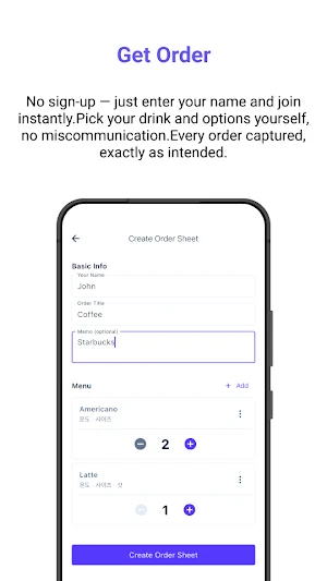 GetOrder - Group Coffee Orders Screenshot 2