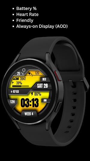 Yellow Digital Watch Face Screenshot 3