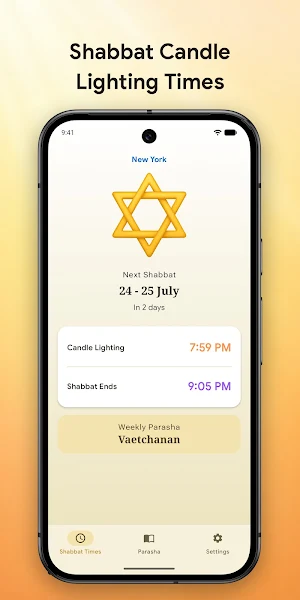 Shabbat Alarm Clock & Times Screenshot 0