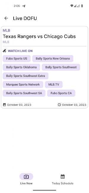 Live Dofu MLB NFL NHL NBA NCAA Screenshot 2
