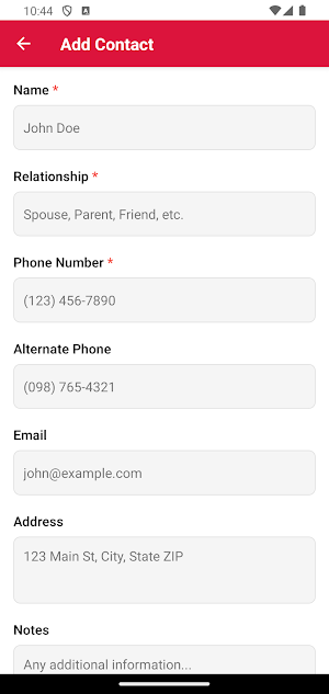 Emergency Contacts Screenshot 1