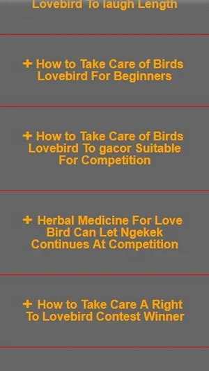 Caring for lovebird birds Screenshot 0