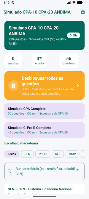 Simulado CPA-10 CPA-20 ANBIMA Screenshot 0