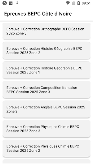 Epreuves BEPC Côte d'Ivoire Screenshot 1