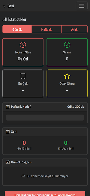 Odak & Çalışma Analizi Screenshot 3