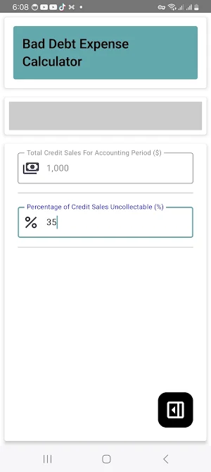 Bad Debt Expense Calculator Screenshot 2