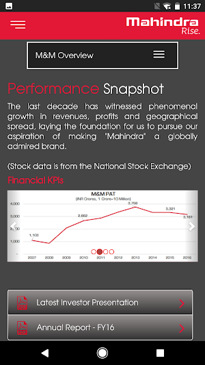 M&M Investor Relations Screenshot 2