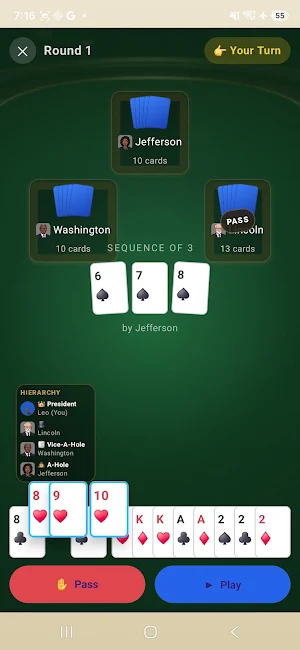 Presidents & Scum: Card Game Screenshot 2