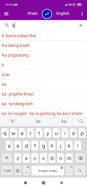 Khasi To English Dictionary Screenshot 2