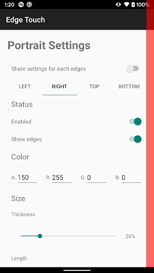 Edge Touch Screenshot 1
