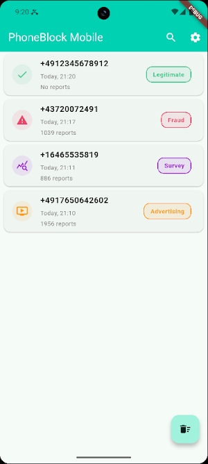 PhoneBlock Mobile open-source Screenshot 0