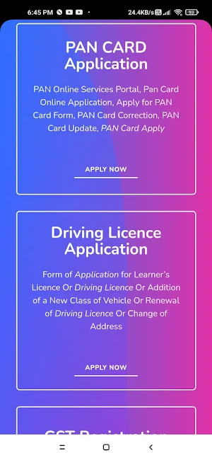 Online pan card Screenshot 1