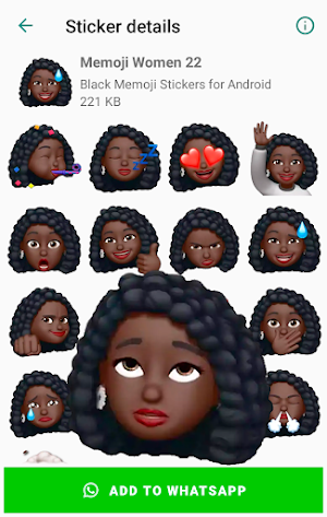 Black Memoji Stickers for Android WhatsApp Screenshot 3
