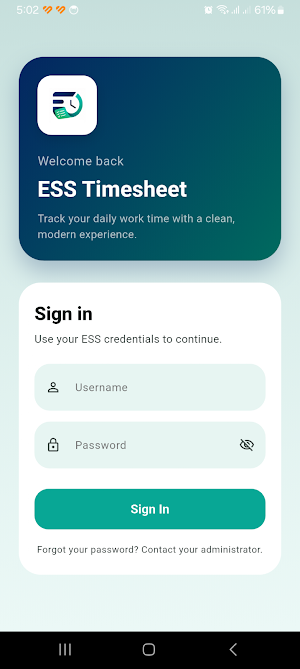 ESS Timesheet Screenshot 1