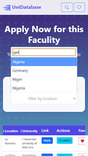 Universities Database Screenshot 3