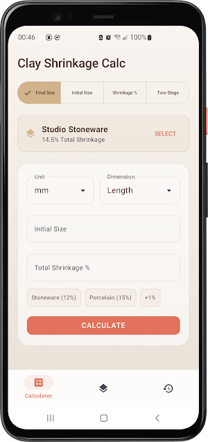 Ceramic Clay Shrinkage Calc Screenshot 0