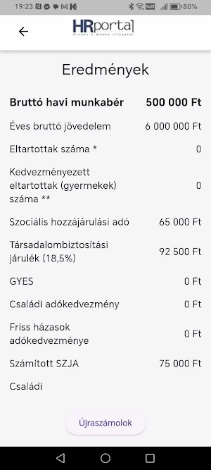 HRPortal - Bérkalkulátor Screenshot 0
