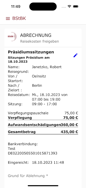 Reisekosten - BStBK Screenshot 0