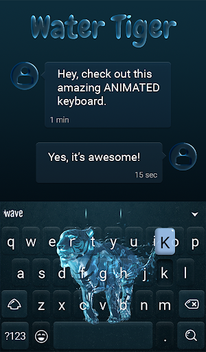 Water Tiger Animated Keyboard + Live Wallpaper Screenshot 2