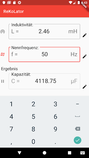Resonanzkondensator-Kalkulator Screenshot 3