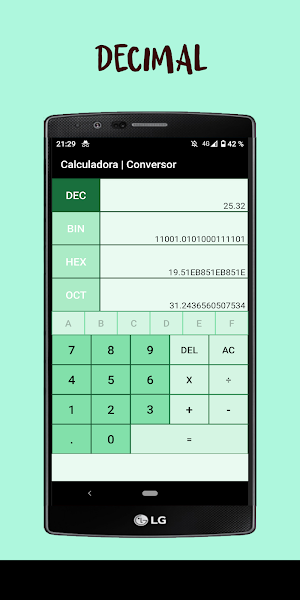 Binary, decimal, hexadecimal, octal calculator Screenshot 0