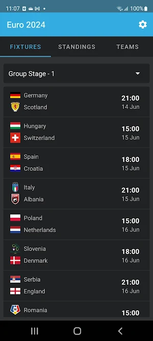 Live Scores for Euro 2024 Screenshot 0