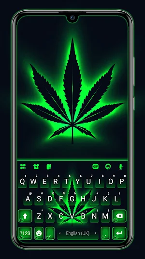 Neon Cannabis Keyboard Background Screenshot 0