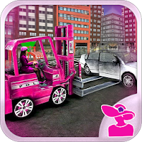 Pink Lady Car Parking fork Lifter : Folklift Games
