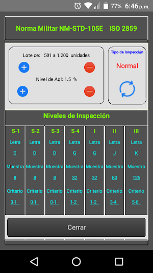 Norma Militar Estándar 105E -  ISO 2859 Screenshot 1