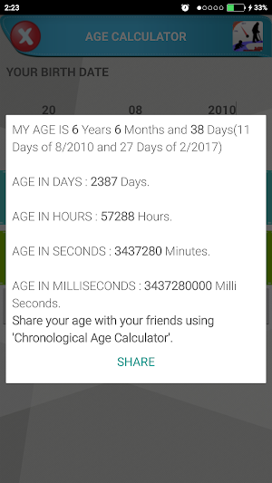 Exact Chronological Age Calc Screenshot 3