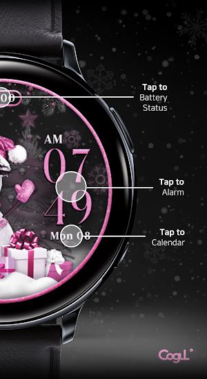 Pink Pastel Snowman_Watchface Screenshot 1