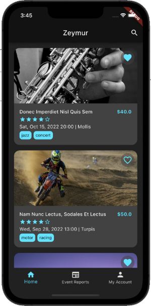 Zeymur Event Template Flutter Screenshot 1