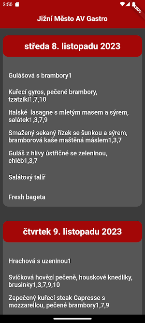 Jídelníčky menz Screenshot 1