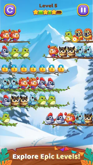 Bird Sort 3: Color Puzzle Screenshot 1