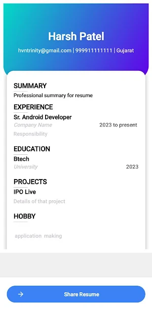 Resume Maker Screenshot 3