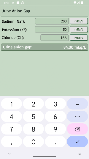 Urine Anion Gap Calculator Screenshot 1
