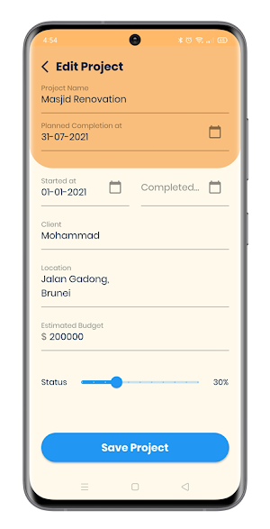 Project and Accounting App Screenshot 1