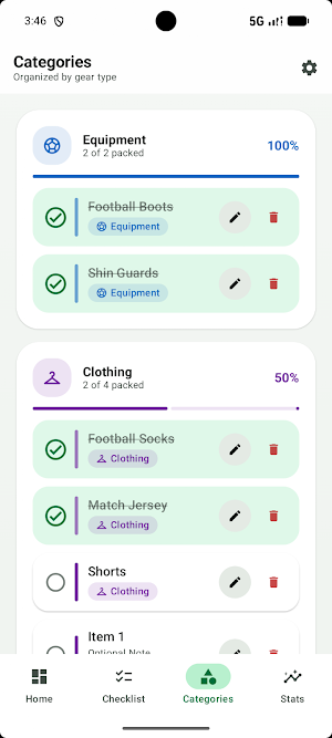 Match Day Checklist Screenshot 2