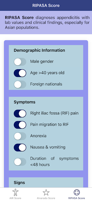 Pocket Appendicitis Score - AIR, Alvarado, RIPASA Screenshot 2