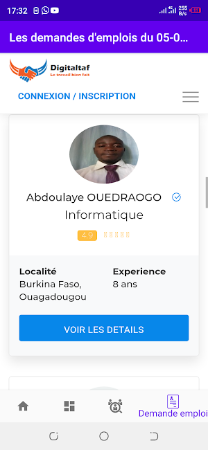 Offre d'emploi international prestation de service Screenshot 0
