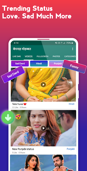Hindi Status - Video status,Shayari तेरे संग यारा Screenshot 1