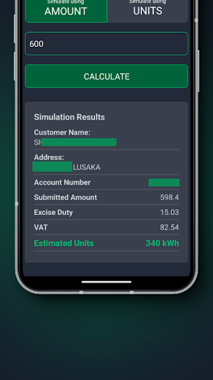 ZESCO Tariff Simulator Screenshot 2