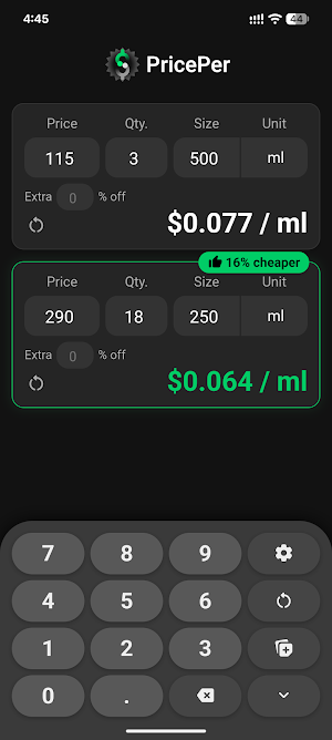 PricePer - Which Price Wins? Screenshot 1