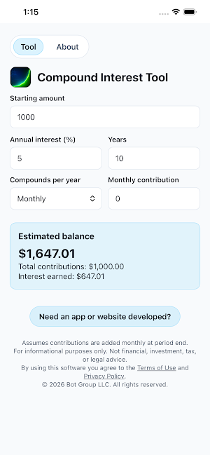 Compound Interest Tool Screenshot 0