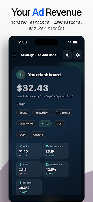 AdGauge - AdMob Dashboard Screenshot 2