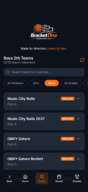 BracketOne Tournament App Screenshot 2
