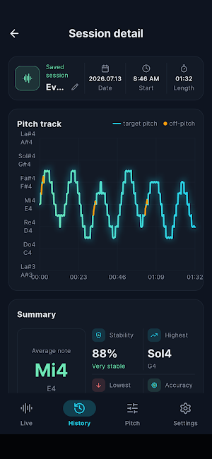 PitchVox - Vocal Pitch Monitor Screenshot 1