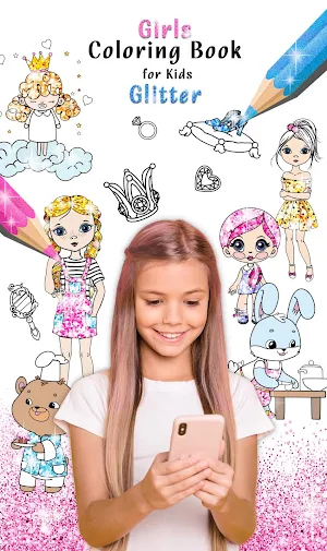 Girls Coloring Book for Kids Glitter Screenshot 0