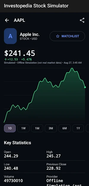 Investopedia: Stock Simulator Screenshot 2